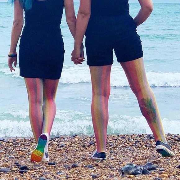 Women's Snag Fishnets Stockings - Rainbow Stunning - Picture 3 of 3